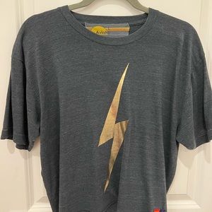 Aviator Nation Gold Bolt Boyfriend Tee in Charcoal Grey
